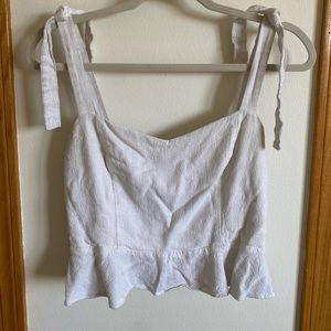 White Crop Peplum Top - Size:L